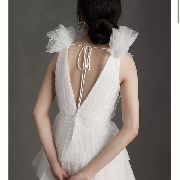 ML Monique Lhuillier White Perrie Tiered Ruffle Mini Dress size 6 - Picture 5 of 5